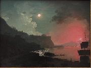 Joseph wright of derby Vesuvius from Posellipo painting